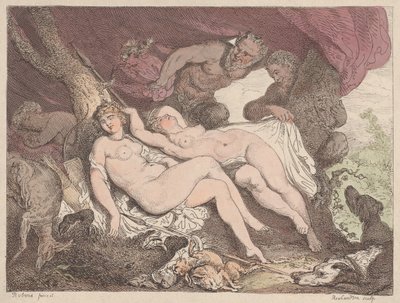 Diane et ses nymphes espionnées par des satyres - Thomas Rowlandson