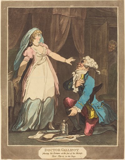 Le docteur Gallipot plaçant sa fortune aux pieds de sa maîtresse - Thomas Rowlandson