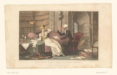 Doctor Syntax avec une femme dans une bibliothèque - Thomas Rowlandson