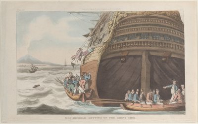Don Michele Montant à Bord du Navire, de Naples et la Campagna Felice - Thomas Rowlandson