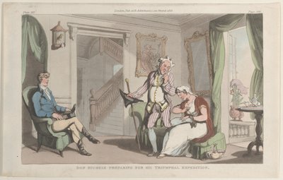 Don Michele se préparant pour son expédition triomphale, de Naples et la Campagne ..., 1er juin 1815 - Thomas Rowlandson