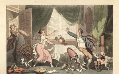 Gentleman anglais se disputant avec sa femme à propos de l
