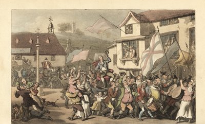 Gentleman anglais porté en chaise à porteurs pour une élection - Thomas Rowlandson