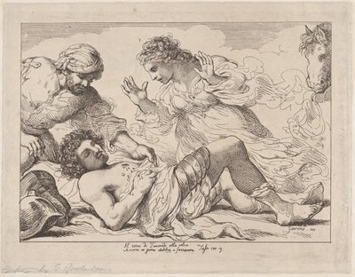 Erminia découvre le Tancrède blessé de Tasso, Gerusalemme Liberata, vers 1790 - Thomas Rowlandson