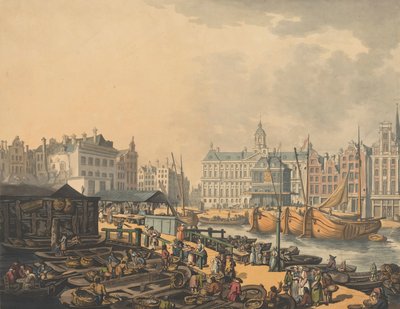 Feyge Dam, avec une partie du Marché aux Poissons à Amsterdam, 1797 - Thomas Rowlandson