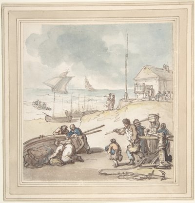Des personnages au bord de la mer - Thomas Rowlandson