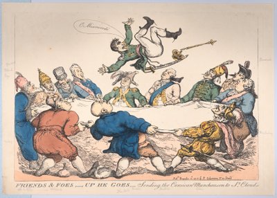 Amis et ennemis - Il monte - Envoyant le Munchausen corse à St. Cloud, décembre 12, 1813 - Thomas Rowlandson