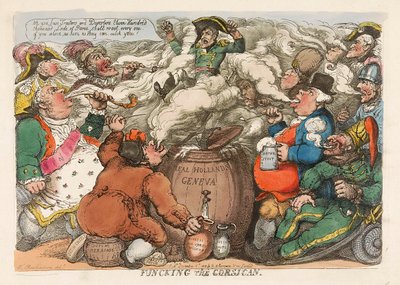 Funcking le Corse, pub. 1813 gravure coloriée à la main - Thomas Rowlandson