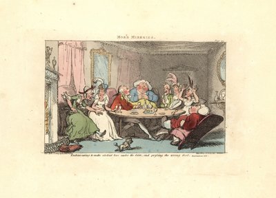 Gentleman essayant de jouer du pied avec une beauté à table - Thomas Rowlandson