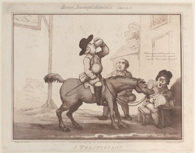 Les Accomplissements du Cheval, Croquis 5 : Un Politicien !!, 1er août 1799 - Thomas Rowlandson