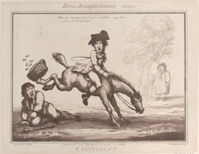Accomplissements équestres, Croquis 7 : Un civil !!, 1er août 1799 - Thomas Rowlandson