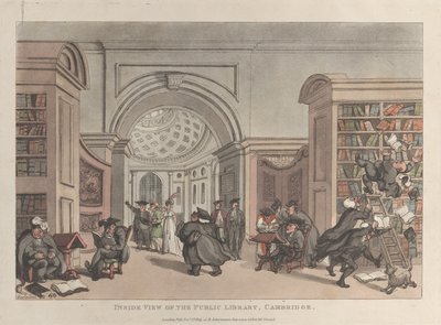 Vue intérieure de la bibliothèque publique, Cambridge - Thomas Rowlandson