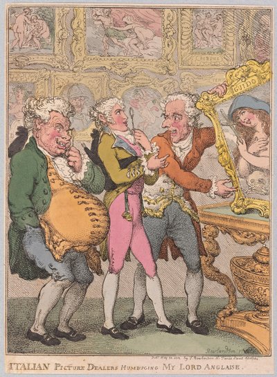 Marchands de tableaux italiens trompant Monseigneur Anglais, pub. 1812 - Thomas Rowlandson