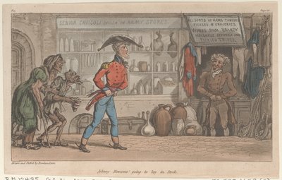 Johnny Newcome allant faire des provisions, des Aventures militaires de Johnny Newcome, 1815 - Thomas Rowlandson