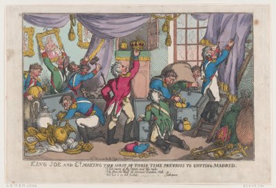 Le roi Joe et compagnie profitant de leur temps avant de quitter Madrid, 25 septembre 1808 - Thomas Rowlandson
