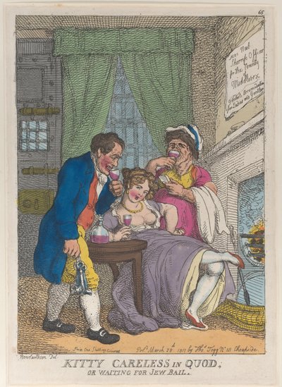 Kitty Careless en prison ou attendant la caution juive - Thomas Rowlandson