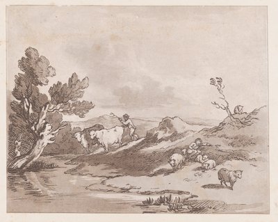 Paysage avec une figure conduisant du bétail à l