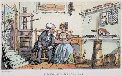 Le docteur avec une servante - dans «Les trois voyages du Dr Syntax: à la recherche du pittoresque, de la consolation et d