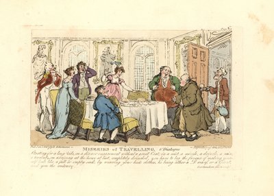 Homme forcé de porter les vêtements mal ajustés de son hôte à un dîner - Thomas Rowlandson