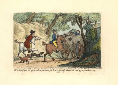 Homme à cheval derrière une charrette lente sur une voie étroite - Thomas Rowlandson