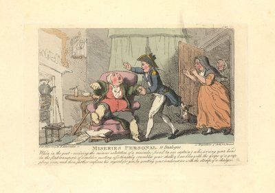 Homme souffrant de goutte accueilli douloureusement par un marin - Thomas Rowlandson