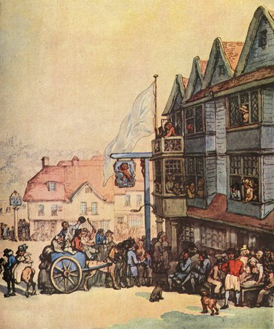 Jour de marché devant le Vieux Lion Rouge à Greenwich, 1938 - Thomas Rowlandson