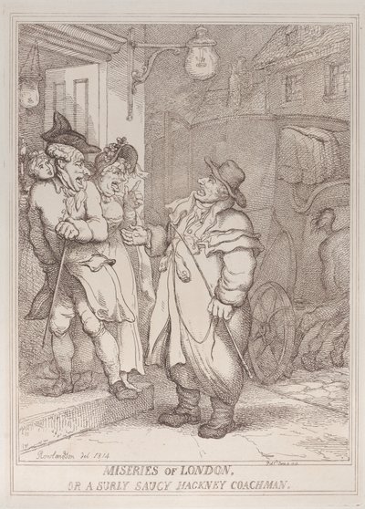 Misères de Londres, ou un cocher de fiacre grincheux et insolent - Thomas Rowlandson