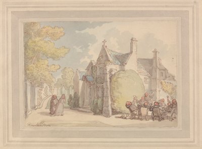 Moines festoyant devant un monastère - Thomas Rowlandson