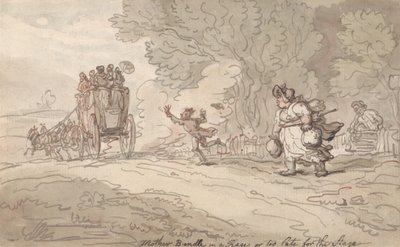 « Maman en colère » ou « Trop tard pour monter sur scène » - Thomas Rowlandson