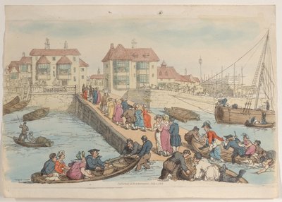 Planche 25 : Un lieu de débarquement, du Monde en miniature, 1816 - Thomas Rowlandson
