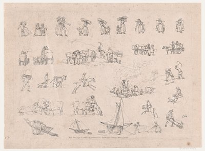 Planche 2, Contours de figures, paysages et bétail... pour l
