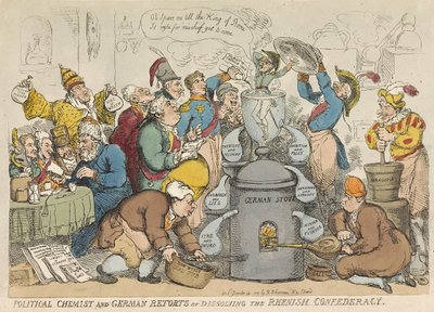 Chimiste politique et récipients allemands ou dissolution de la confédération rhénane, pub. 1813 - Thomas Rowlandson