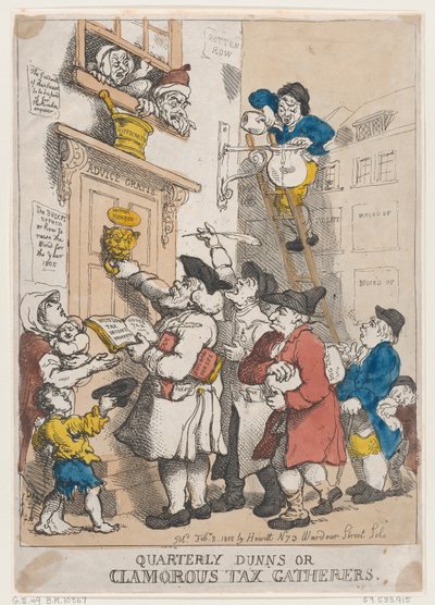 Créanciers trimestriels, ou percepteurs de taxes bruyants, 3 février 1805 - Thomas Rowlandson