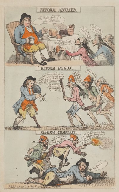 Réforme recommandée – Réforme engagée – Réforme achevée (terminée) - Thomas Rowlandson