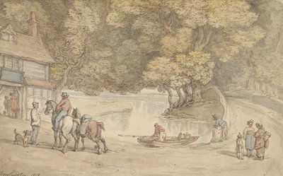 Scène rustique avec une rivière et un pont - Thomas Rowlandson