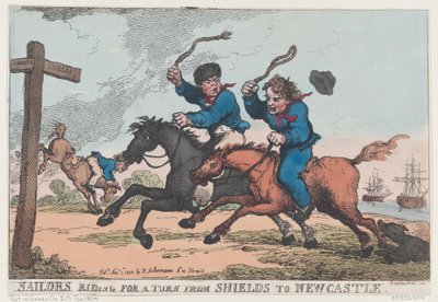 Marins chevauchant pour un tour de Shields à Newcastle, 1er novembre 1804 - Thomas Rowlandson