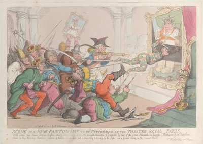Scène dans une nouvelle pantomime à jouer au Théâtre Royal de Paris, 12 avril 1815 - Thomas Rowlandson