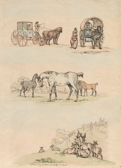 Ensemble de seize : Contours de figures et paysages - Thomas Rowlandson