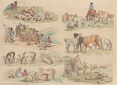 Ensemble de seize : Contours de figures et paysages - Thomas Rowlandson