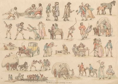 Ensemble de seize : Contours de figures et paysages - Thomas Rowlandson