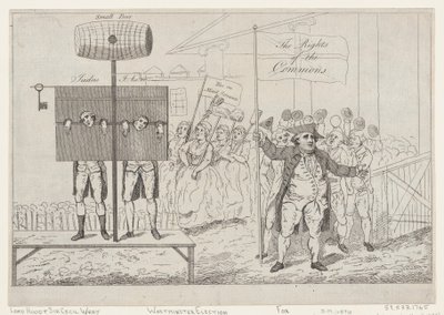 Sir Cecil Wray au pilori - Thomas Rowlandson