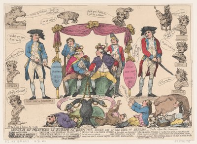 Esquisse de la Politique en Europe, Anniversaire du Roi de Prusse, 10 février 1786 - Thomas Rowlandson