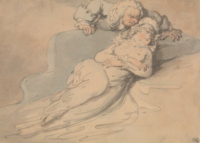 Femme endormie surveillée par un homme - Thomas Rowlandson