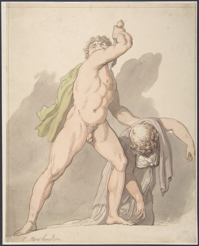 Homme nu debout soutenant une femme évanouie (Le Gaul de Ludovisi, aux Offices) - Thomas Rowlandson