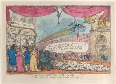 Pièce de queue du volume trois : Les génies de la caricature apportant des nouvelles fournitures, 1808-21 - Thomas Rowlandson