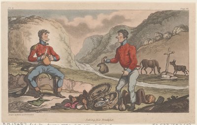 Prenant son petit-déjeuner, des Aventures militaires de Johnny Newcome, 1815 - Thomas Rowlandson