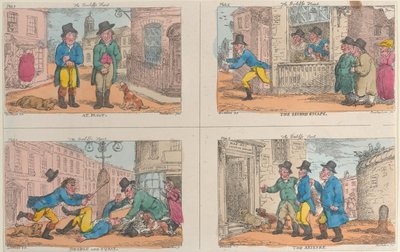 La chasse du bailli : À faute, La deuxième évasion, Double et Squat, et La saisie - Thomas Rowlandson