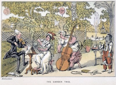 Le docteur jouant du violon : "Le Trio du Jardin" - dans "Les trois tours du docteur Syntax : à la recherche du pittoresque, de la consolation et d