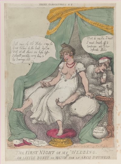 La première nuit de mon mariage, ou Petit Boney ne fait pas le poids face à une archiduchesse, 25 avril 1810 - Thomas Rowlandson