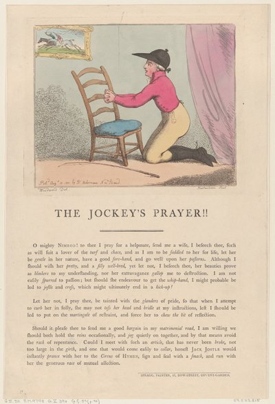 La prière du jockey !!, 10 août 1801 - Thomas Rowlandson